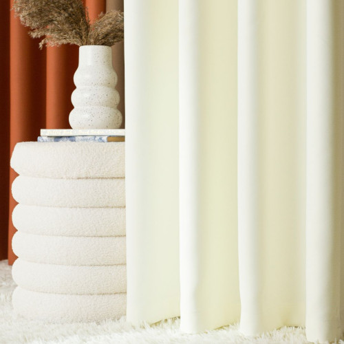 Gotowa zasłona do salonu na przelotkach, kolor ecru, rozmiar 140x250 cm