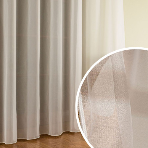 Delikatna i zwiewna firanka do salonu z nabłyszczanej przędzy dwie wysokości - sprzedawana na metry