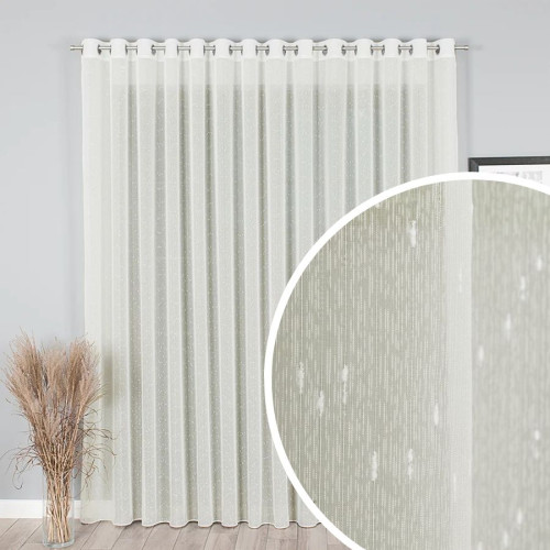 Firanka deszczyk na przelotkach z obciążnikiem, kolor kremowy, wysokość do 310 cm - szyta na wymiar