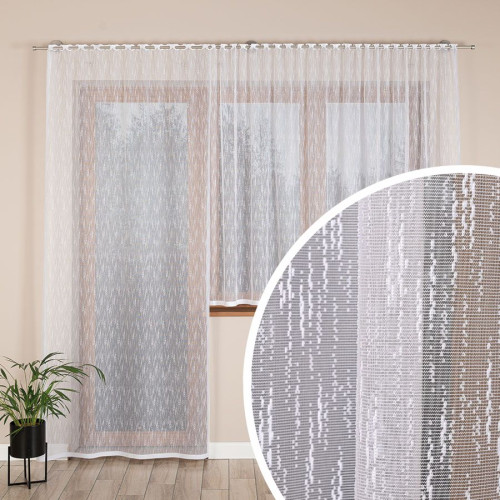 Firanka na drzwi balonowe, gotowa żakardowa z otworami na drążek, kolor biały, kilka rozmiarów, Eva