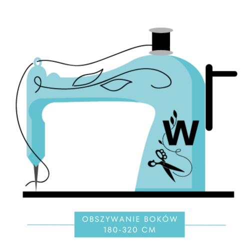 Usługa obszycia dwóch boków firany lub zasłony o wysokości od 180 do 320 cm