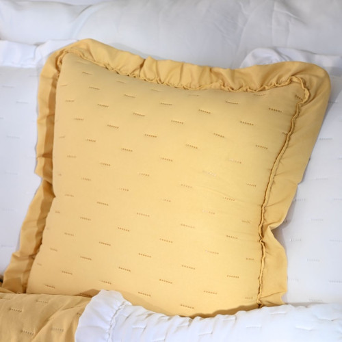 Poszewka na poduszki z dekoracyjna falbanką Savona, kolor musztardowy, rozmiar 40x40 cm