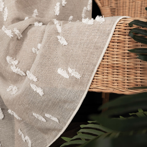 Strukturalna firanka z nowoczesnym zdobieniem Alexa, kolor beżowy, wysokość 300 cm - sprzedawana na metry