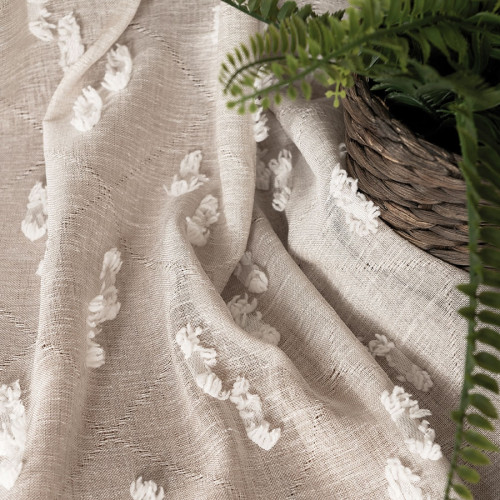 Strukturalna firanka z nowoczesnym zdobieniem Alexa, kolor kremowy, wysokość 300 cm - sprzedawana na metry