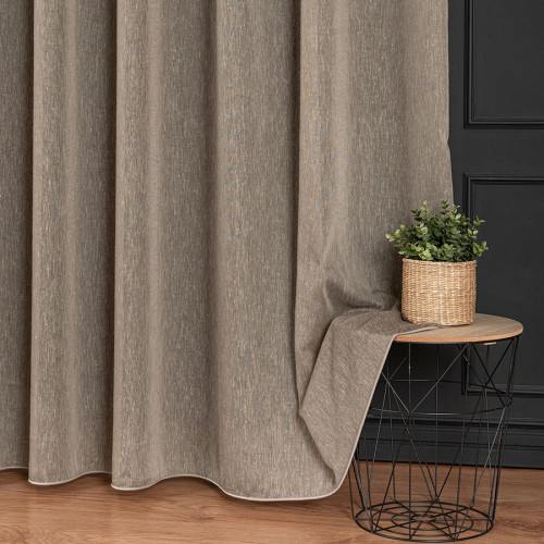 Elegancka firanka do salonu z deszczykiem po całości, kolor ciepły szary, wysokość 300 cm - sprzedawana na metry