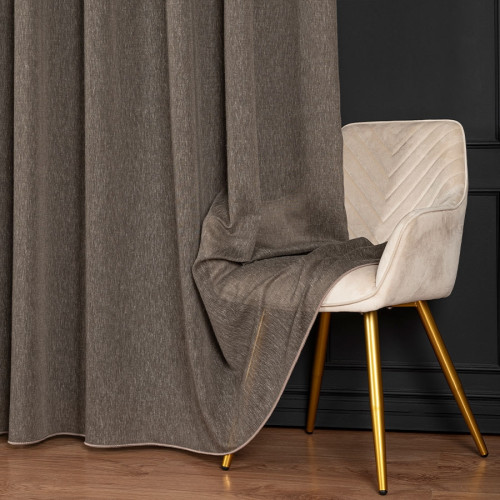 Elegancka firanka do salonu z deszczykiem po całości, kolor brązowoszary, wysokość 300 cm - sprzedawana na metry