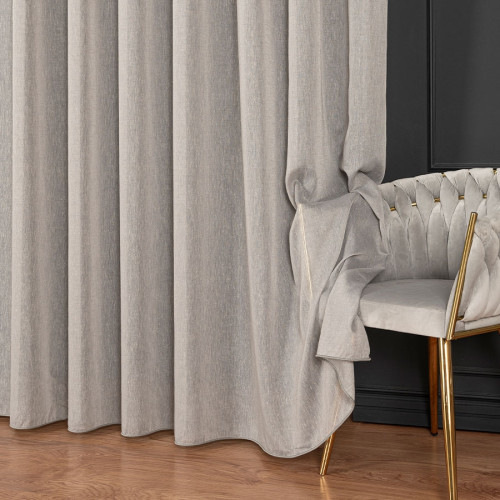 Elegancka firanka do salonu z deszczykiem po całości, kolor szary, wysokość 300 cm - sprzedawana na metry