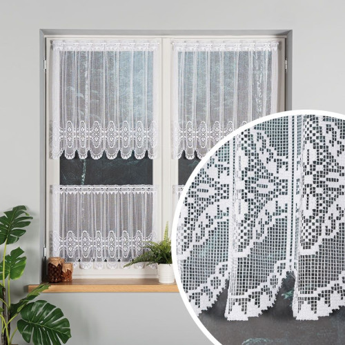 Zazdrostka żakardowa panelowa, kolor biały, oferowana w trzech wysokościach: 50, 70 lub 90 cm, 357630 - sprzedawana na metry