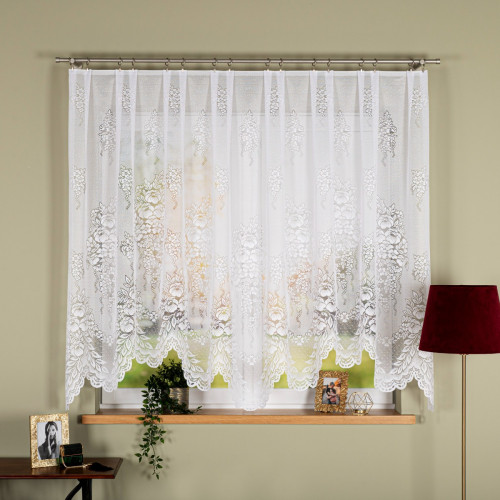 Krótka firanka do salonu żakardowa gotowa dwa rozmiary Adela