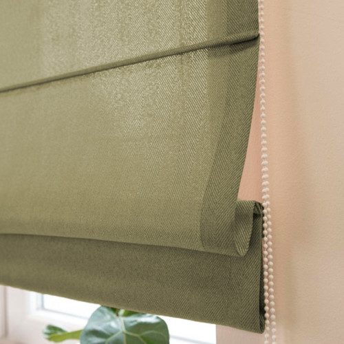 Nowoczesna roleta rzymska do kuchni ze wzorem Jodełka, kolor szarozielony - szyta na wymiar