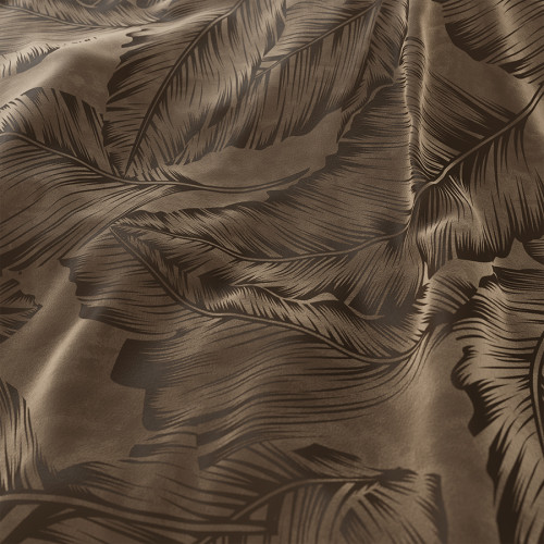 Brązowa tkanina welurowa, wysokość 300 cm, Botanika - sprzedawana na metry