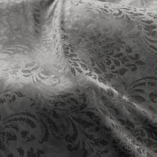 Materiał na zasłony ze wzorem botanicznym Madeleine, kolor ciemny szary, wysokość 300 cm - sprzedawany na metry