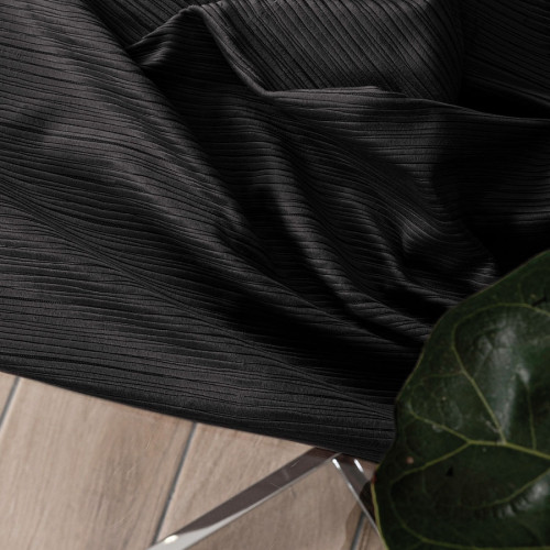 Materiał na zasłony o delikatnej strukturze przypominającej sztruks Charlotta, kolor czarny, wysokość 300 cm