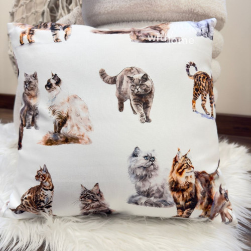 Poszewka welurowa do pokoju dziecka, Kociaki, rozmiar 40x40 cm