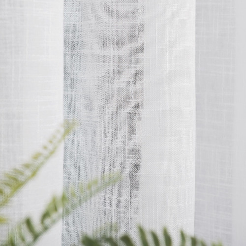 Długa firana z delikatnej tkaniny przypominającej płótno, kolor biały, wysokość 300 cm - sprzedawana na metry