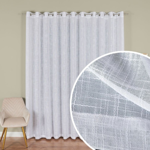 Firana gotowa  delikatnej etaminy na przelotkach, kolor biały, oferowana w czterech rozmiarach: 140x250, 300x250, 400x250 i 500x250 cm