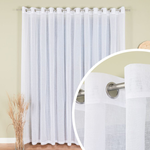 Biała firana gotowa  do salonu z etaminy na przelotkach, dwa rozmiary, Lena