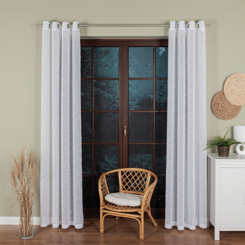 Gotowa firanka do salony z etaminy na przelotkach, kolor biały, dostępna w kilku rozmiarach 