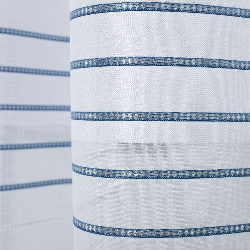 Tkanina dekoracyjna, granatowe pasy po całości