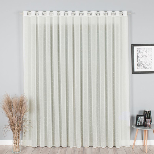 Firanka ze wzorem deszczyku z obciążnikiem, kolor kremowy, wysokość 330 cm - sprzedawana na metry