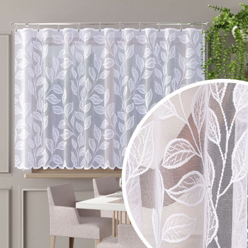 Krótka gotowa firana żakardowa w liście kilka rozmiarów Lumina