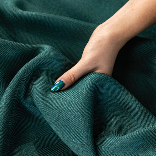 Materiał na zasłony Jodełka, kolor butelkowa zieleń, wysokość 300 cm - sprzedawany na metry