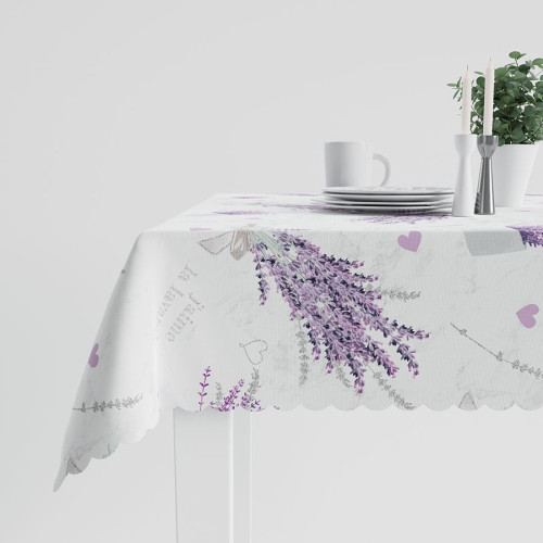 Tkanina wodoodporna obrusowa w kwiaty lawendy, szerokość 160 cm, Lawandula - sprzedawana na metry