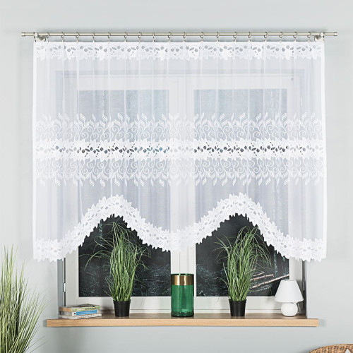 Krótka firanka żakardowa do kuchni gotowa kilka rozmiarów Bastia