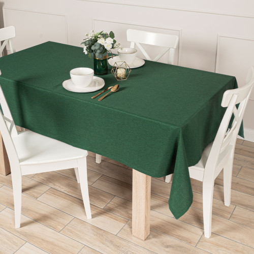 Obrus z tkaniny wodoodpornej o fakturze płótna, wykończony listwą, kolor zielony, oferowany w kilku rozmiarach,  Aruba