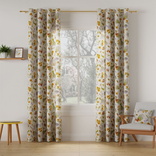 Tkanina zasłonowa bawełniana drukowana, wielokolorowa, szerokość 140 cm, Lawenda - sprzedawana na metry