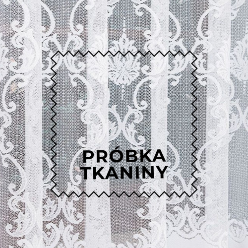 Próbka firany żakardowej ze wzorem po całości, kolor biały, 910007