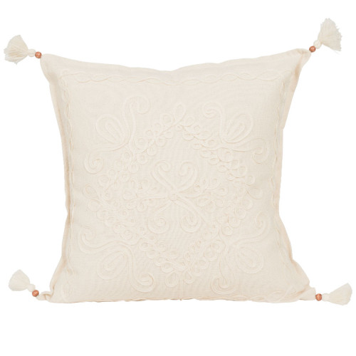 Beżowa poszewka dekoracyjna wykonana z bawełny, rozmiar 40x40 cm, styl BOHO