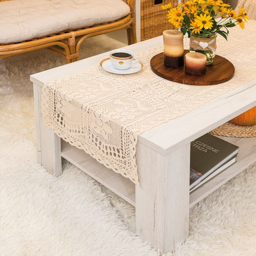 Ażurowy, gotowy bieżnik bawełniany, kolor kremowy, oferowany w kilku rozmiarach, Iness