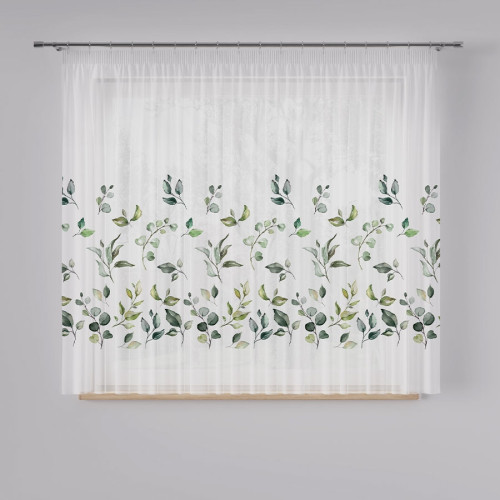 Firanka z woalu, drukowana z roślinnym motywem, wysokość 157 cm, Samsun - sprzedawana na metry