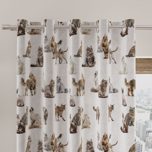 Zasłona do pokoju dziecięcego na taśmie ze wzorem Kociaki - szyta na wymiar