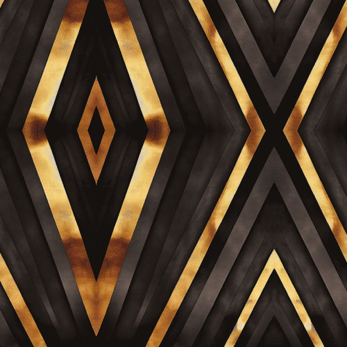 Welwetowy materiał na zasłony, drukowany ze wzorem geometrycznym w czarnej kolorystyce, szerokość 150 cm, Diament - sprzedawany na metry
