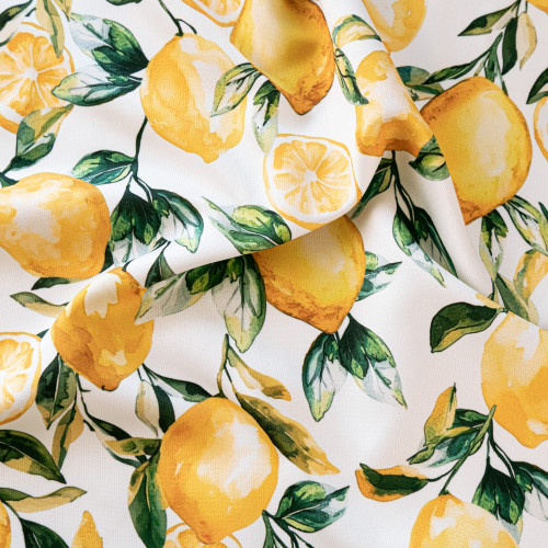 Welurowy materiał na zasłony drukowany szerokość 150 cm Cytryny - sprzedawany na metry