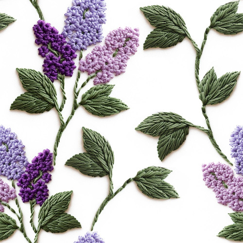 Welurowy materiał na zasłony, kolor biały z nadrukiem 3D, szerokość 150 cm, Wyszywane kwiaty bzu - sprzedawany na metry