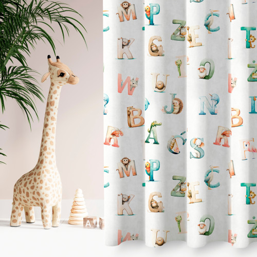 Zasłona do pokoju dziecięcego na taśmie ze wzorem Alfabet - szyta na wymiar