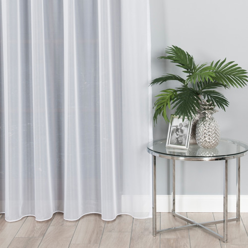 Biała firana woal do powieszenia na szynie sufitowej, gładka z obciążnikiem, wysokość do 320 cm - szyta na wymiar 