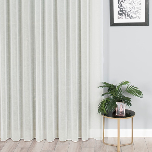 Nowoczesna kremowa firana z połyskiem na fleksach z obciążnikiem, wysokość do 280 cm - szyta na wymiar