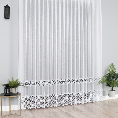 Nowoczesna firana na tunelu markizeta z gipiurą - szyta na wymiar