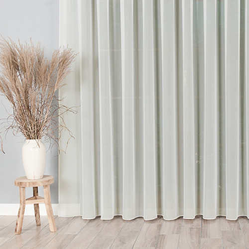 Kremowa gładka firana z obciążnikiem na tunelu - szyta na wymiar 