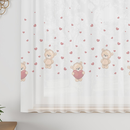 Firanka woalowa na haczykach fleksach do pokoju dziecięcego Misiaki - szyta na wymiar