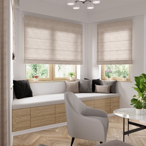 Gotowa roleta rzymska nowoczesna Milas, kolor ciepły beżowy, szerokość 80-180 cm, wysokość 170 cm