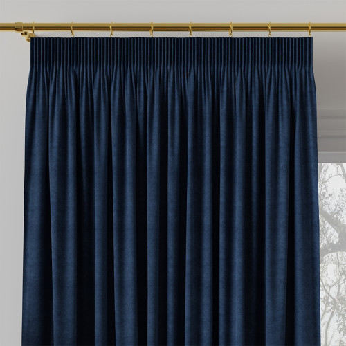Zasłona gotowa na taśmie, kolor ciemny niebieski, szerokość 140 cm, wysokość 250 cm, Milas