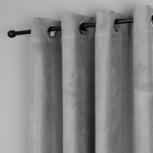 Zasłona welurowa gotowa na przelotkach, rozmiar 140x250 cm, kolor chłodny szary