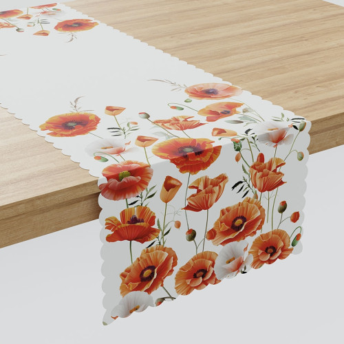 Bieżnik wodoodporny czerwone maki, rozmiar 38x140 cm