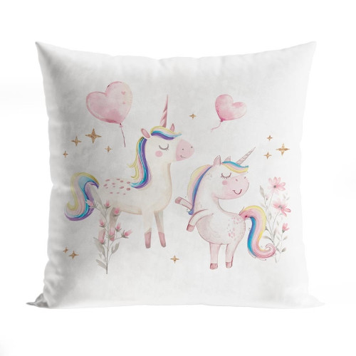 Poszewka welwetowa do pokoju dziecka, Jednorożce, rozmiar 40x40 cm