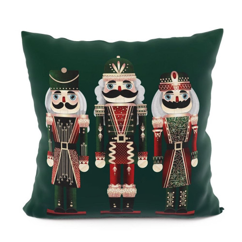 Świąteczna poszewka z velvetu, kolor zielony, rozmiar 40x40 cm, Dziadek do orzechów